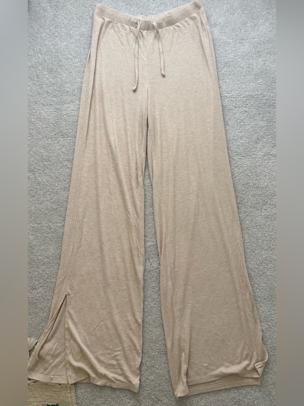 Wide-Leg Drawstring Lounge Pants with slits on the bottoms
